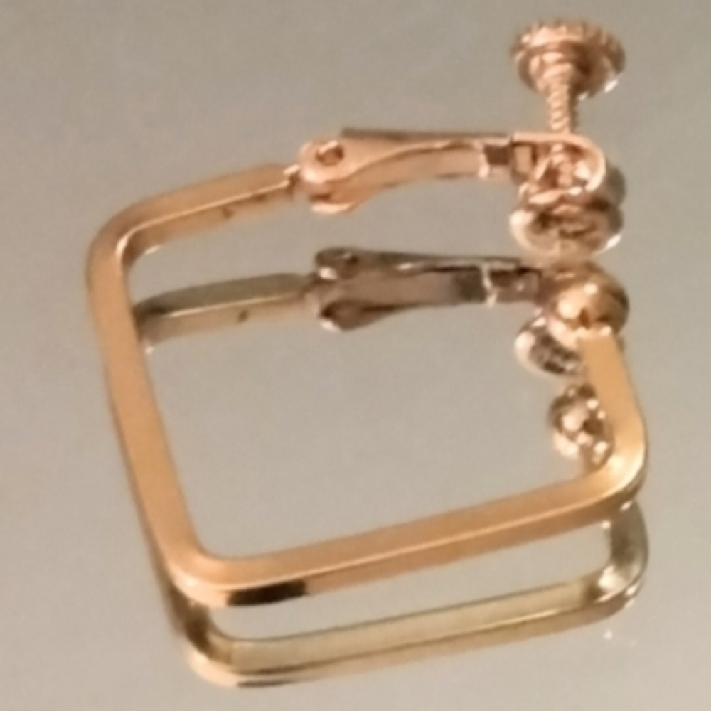 Old Money Earrings Gold Hoop Screw On Geometric Minimalist Luxury Jewelry - Picture 3 of 16